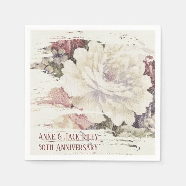 vintage abstract rose tapestry design napkin (Front)