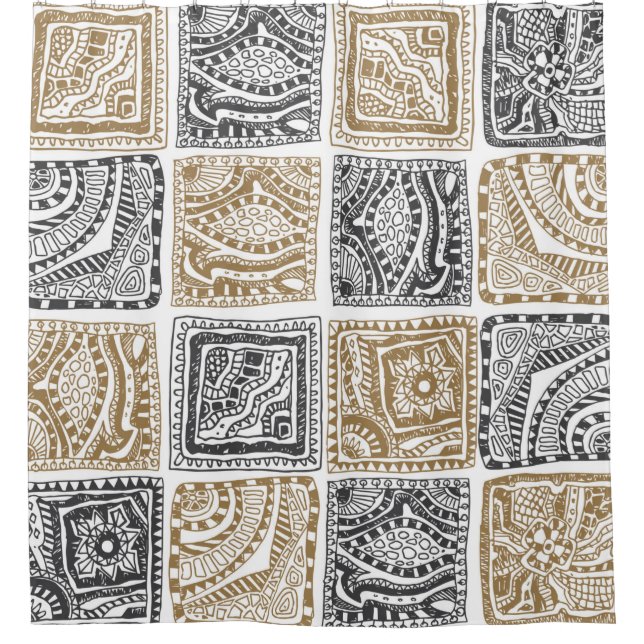 vintage abstract seamless doodle pattern. Black an (Front)