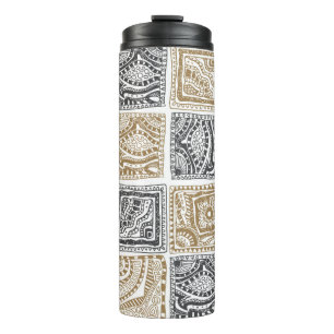 vintage abstract seamless doodle pattern. Black an Thermal Tumbler