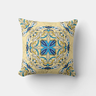 Vintage abstract seamless patchwork pattern. Arabi Throw Pillow