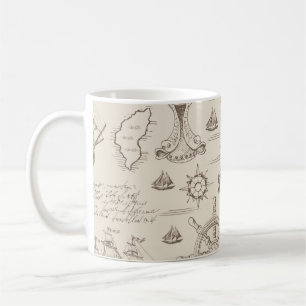Vintage abstract seamless pattern on the theme of coffee mug