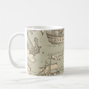 Vintage abstract seamless pattern on the theme of  coffee mug