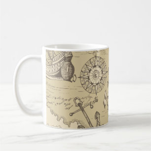 Vintage abstract seamless pattern on the theme of  coffee mug