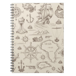 Vintage abstract seamless pattern on the theme of notebook
