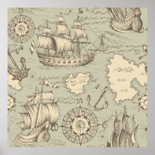 Vintage abstract seamless pattern on the theme of  poster