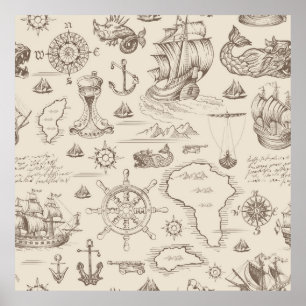 Vintage abstract seamless pattern on the theme of  poster