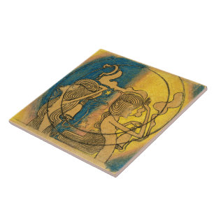 Vintage Abstract Symbolist Art Nouveau Toorop Tile