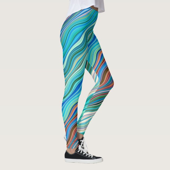 Vintage Abstract Waves Pattern | Leggings (Right)