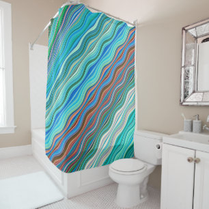 Vintage Abstract Waves Pattern   Shower Curtain