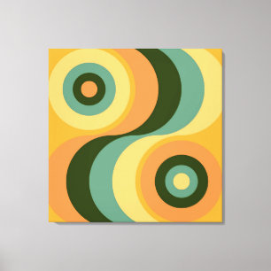 Vintage Abstract Wavy Colourful Rainbow Squares Canvas Print