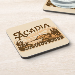 Vintage Acadia National Park Bar Harbour Coaster