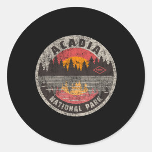 Vintage Acadia National Park Maine Camping Hiking  Classic Round Sticker