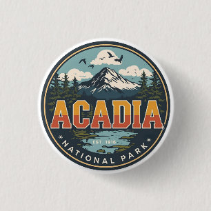 Vintage Acadia National park outdoor nature gifts 1 Inch Round Button