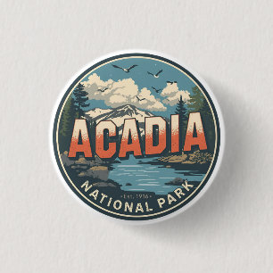 Vintage Acadia National park outdoor nature gifts 1 Inch Round Button