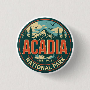 Vintage Acadia National park outdoor nature gifts 1 Inch Round Button