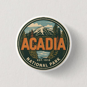 Vintage Acadia National park outdoor nature gifts 1 Inch Round Button
