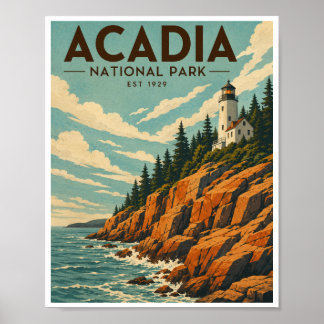 Vintage Acadia National Park Travel Poster