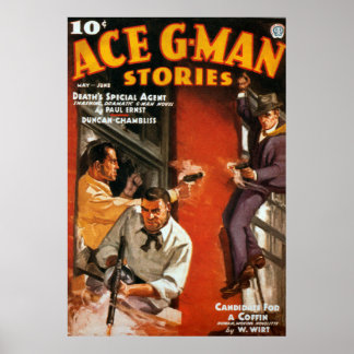 Vintage Ace G-Man Pulp Magazine Cover Poster