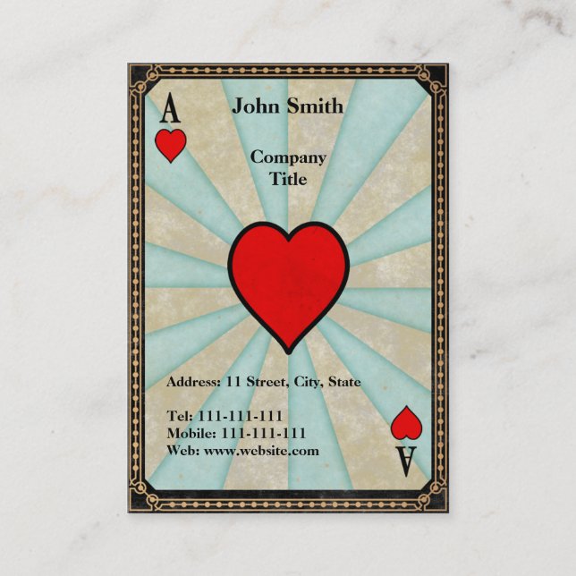 Vintage Ace of Hearts Business Card (Front)