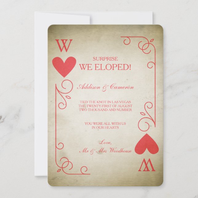 Vintage Ace of Hearts Elopement Announcement (Front)