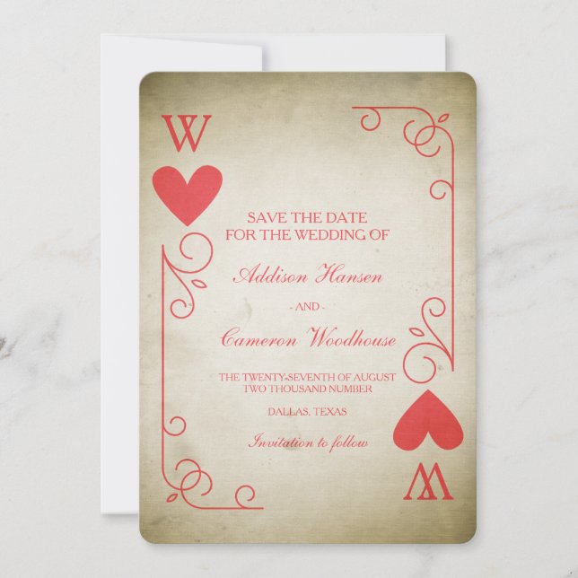 Vintage Ace of Hearts Save the Date (Front)
