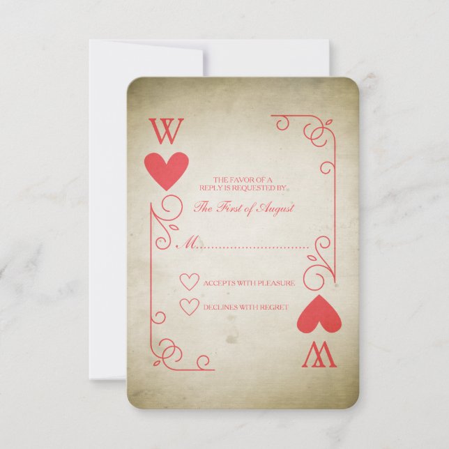 Vintage Ace of Hearts Wedding RSVP (Front)