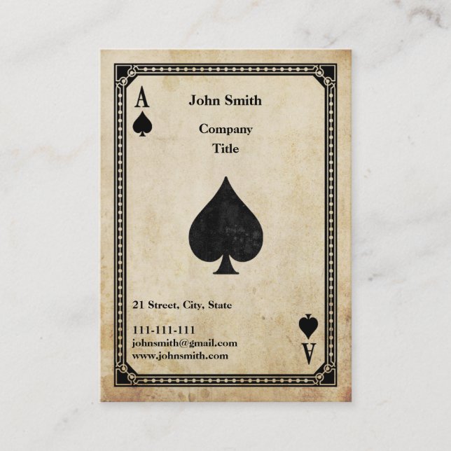 Vintage Ace of Spades Business Card (Front)