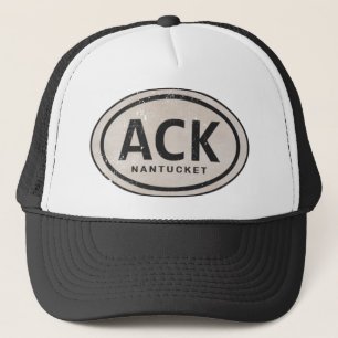Vintage ACK Nantucket Massachusetts MA Beach Tag Trucker Hat