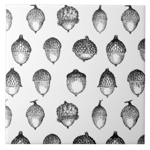 Vintage Acorn Art Classic Retro CUSTOM BG COLOR Tile