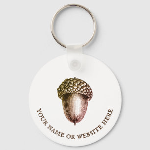 Vintage Acorn with Custom Text Keychain