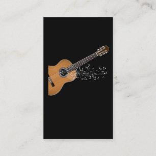 Vintage Acoustic Guitar Graphic Musical Notes Business Card