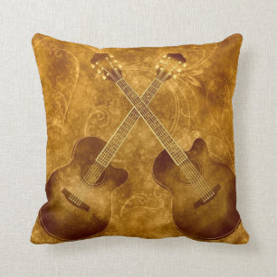Vintage Acoustic Guitars Pillow