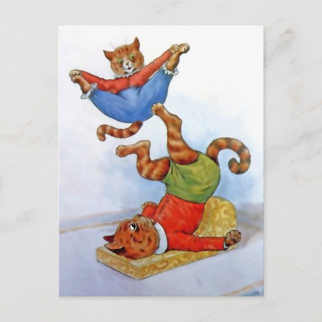 Vintage Acrobat Cats Postcard (Front)