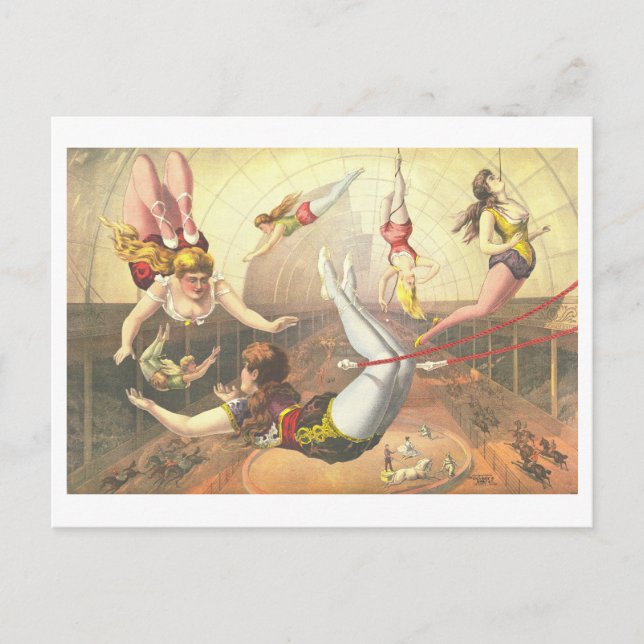 Vintage Acrobats Circus Advertising Lithograph Postcard (Front)