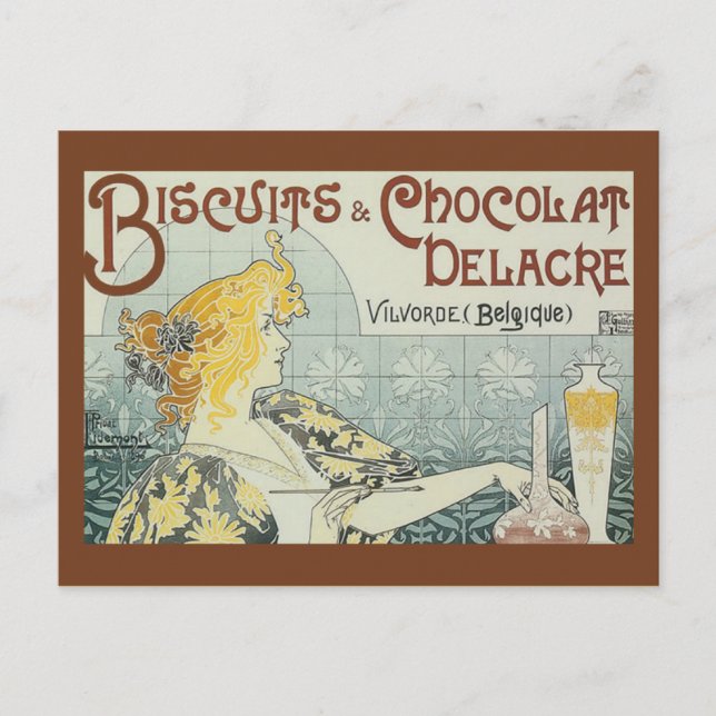 Vintage Ad Biscuits Chocolat Delacre Postcard (Front)
