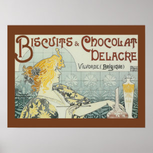 Vintage Ad Biscuits Chocolat Delacre Poster Print