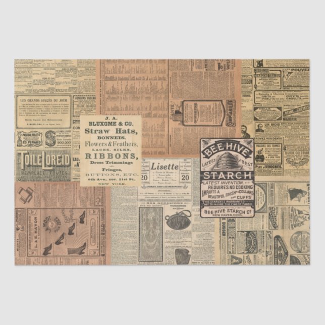 Vintage Ad Collage Tissue Paper (Front)