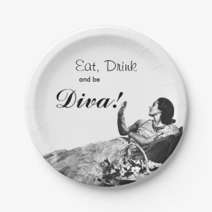 Vintage Ad  “Eat, Drink and be Diva” Paper Pla Plate