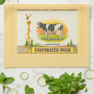Vintage Ad Evaporated Milk with Cow Kitchen Towel