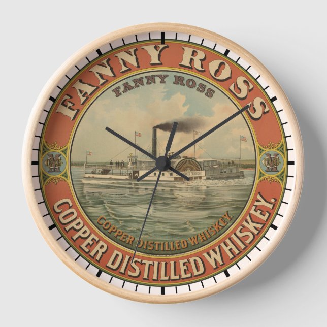 Vintage Ad For Fanny Ross Copper Distilled Whiskey Clock (Front)