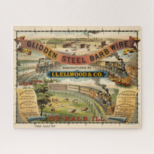 Vintage Ad For Glidden Steel Barb Wire Jigsaw Puzzle