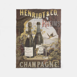 Vintage Ad For Henriot & Co. Rheims Champagne Fleece Blanket