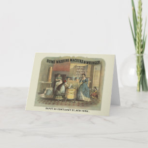 Vintage Ad For Home Washing Machine And Wringer. Card