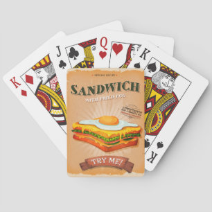 Vintage Ad Fried Egg Sandwich Playing Cards