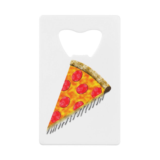 Vintage Ad Pizza Slice Credit Card Bottle Opener (Front)