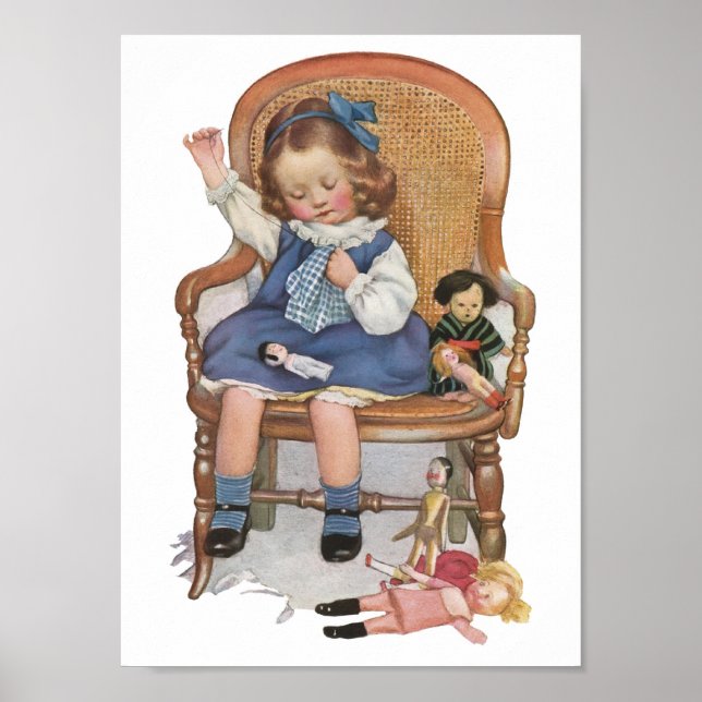 Vintage Ad Poster of Little Girl & Dolls (Front)