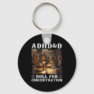 Vintage Adhd&amp;d Roll For Concentration Funny Ga Keychain