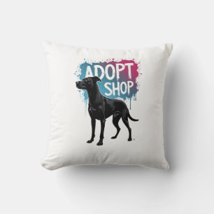 Vintage Adopt Dont Shop Dog Graffiti Rescue Art De Throw Pillow