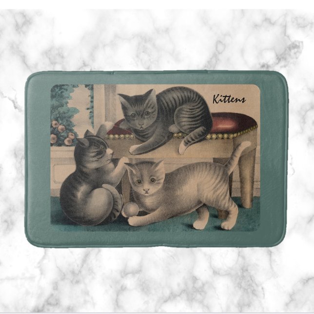 Vintage Adorable Kittens Lithograph Bath Mat (Creator Uploaded)