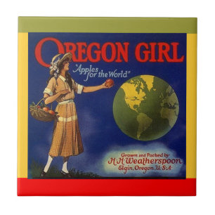 Vintage Ads ad Oregon Girl Apples Crate Label Tile